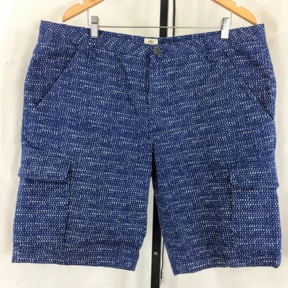 Timberland Men Cargo Shorts Classic Relaxed Fit Blue Cotton Casual Shorts Sz 40